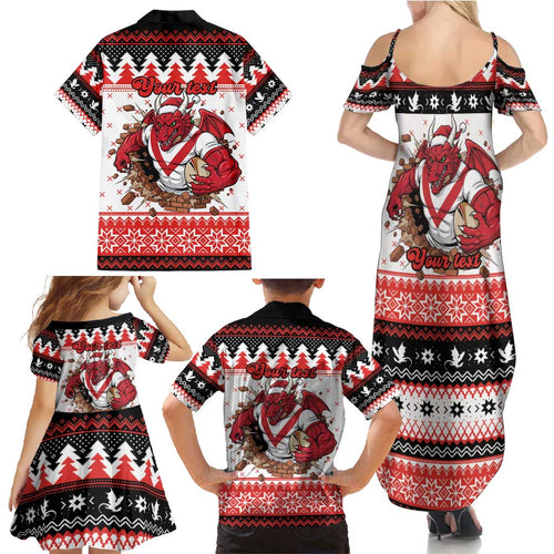 Illawarra Dragons Fire Personalised Family Matching Summer Maxi Dress and Hawaiian Shirt Christmas Rugby League Spirit - Aussie Hoodie
