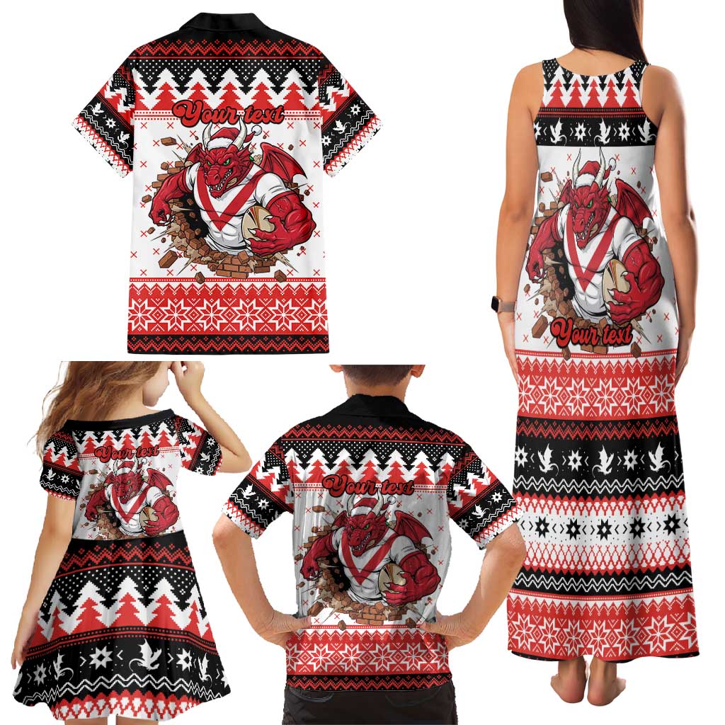 Illawarra Dragons Fire Personalised Family Matching Tank Maxi Dress and Hawaiian Shirt Christmas Rugby League Spirit - Aussie Hoodie