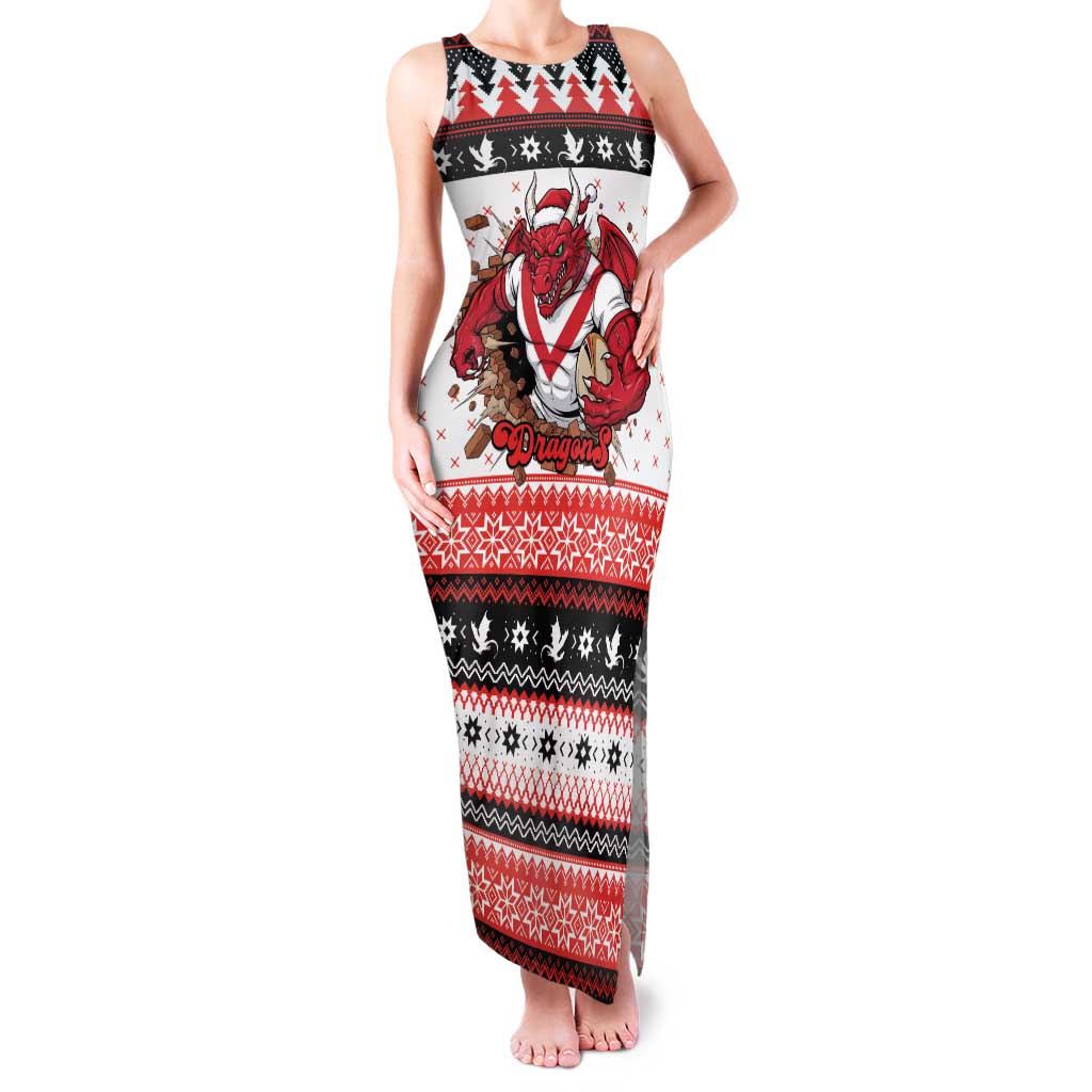 Illawarra Dragons Fire Personalised Family Matching Tank Maxi Dress and Hawaiian Shirt Christmas Rugby League Spirit - Aussie Hoodie