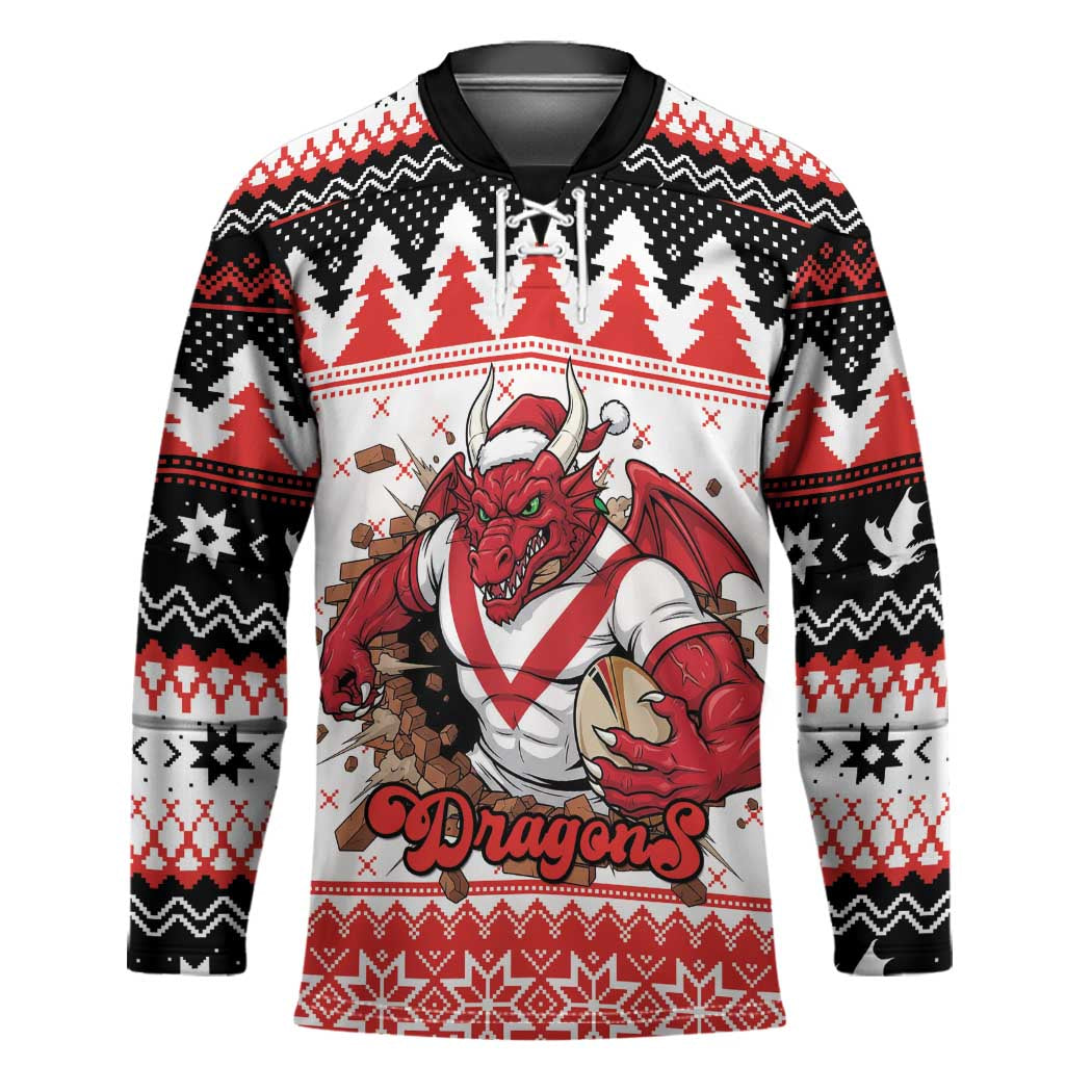 Illawarra Dragons Fire Personalised Hockey Jersey Christmas Rugby League Spirit - Aussie Hoodie