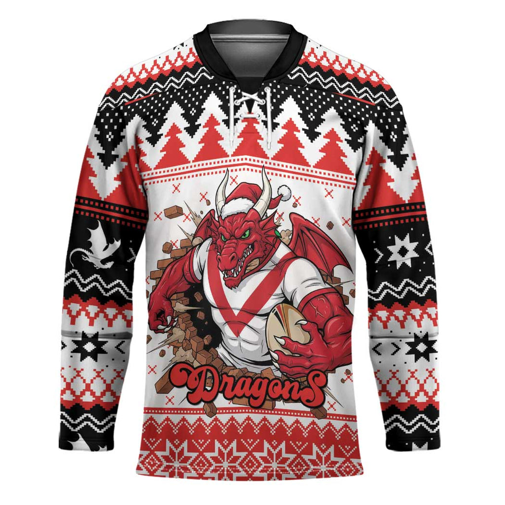 Illawarra Dragons Fire Personalised Hockey Jersey Christmas Rugby League Spirit - Aussie Hoodie