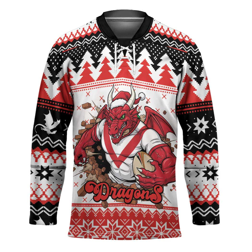 Illawarra Dragons Fire Personalised Hockey Jersey Christmas Rugby League Spirit - Aussie Hoodie