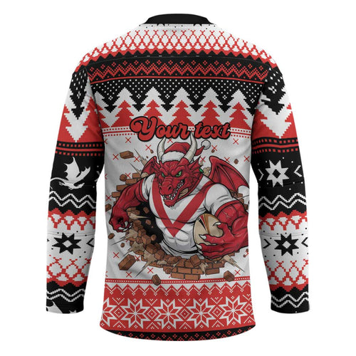 Illawarra Dragons Fire Personalised Hockey Jersey Christmas Rugby League Spirit - Aussie Hoodie