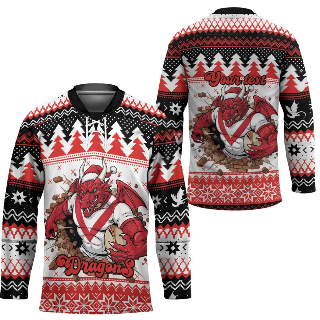 Illawarra Dragons Fire Personalised Hockey Jersey Christmas Rugby League Spirit - Aussie Hoodie