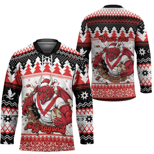 Illawarra Dragons Fire Personalised Hockey Jersey Christmas Rugby League Spirit - Aussie Hoodie