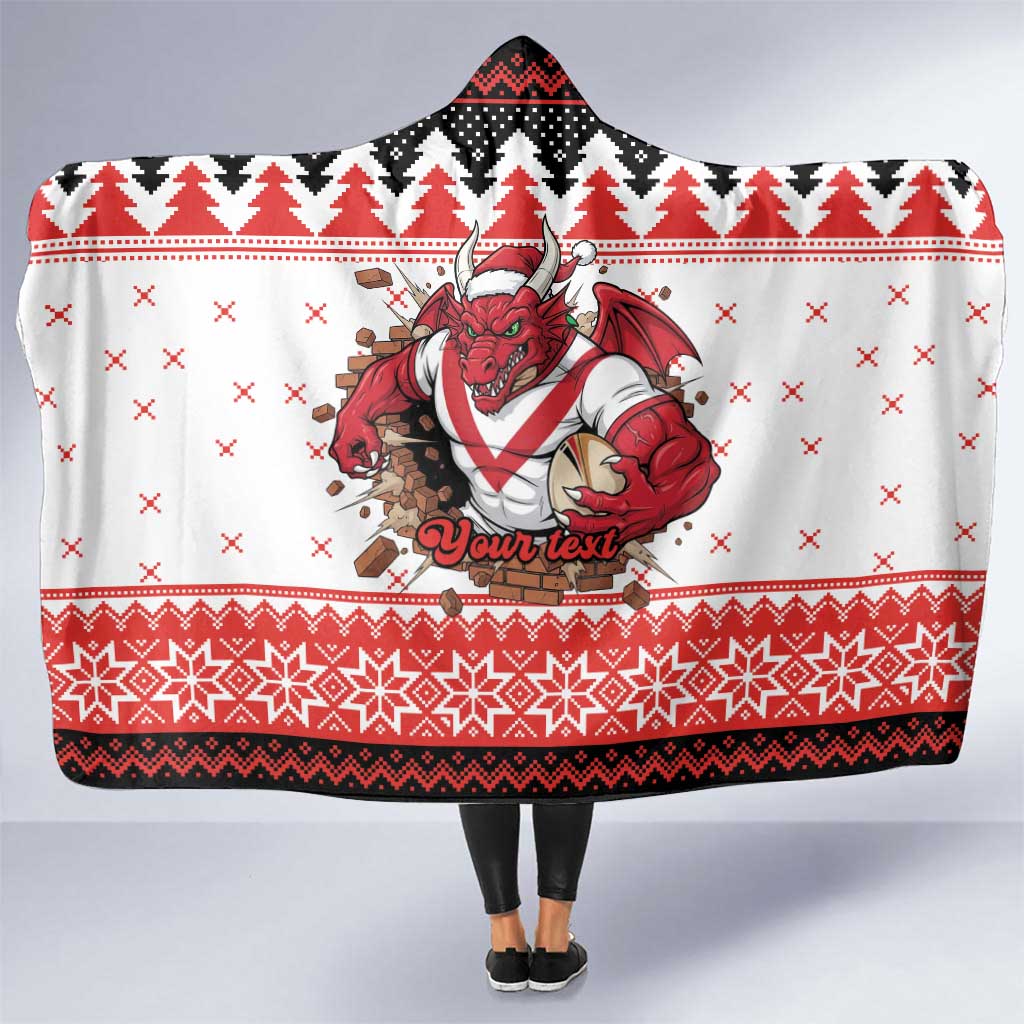 Illawarra Dragons Fire Personalised Hooded Blanket Christmas Rugby League Spirit - Aussie Hoodie