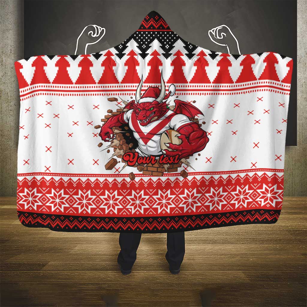 Illawarra Dragons Fire Personalised Hooded Blanket Christmas Rugby League Spirit - Aussie Hoodie