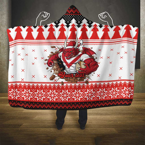 Illawarra Dragons Fire Personalised Hooded Blanket Christmas Rugby League Spirit - Aussie Hoodie