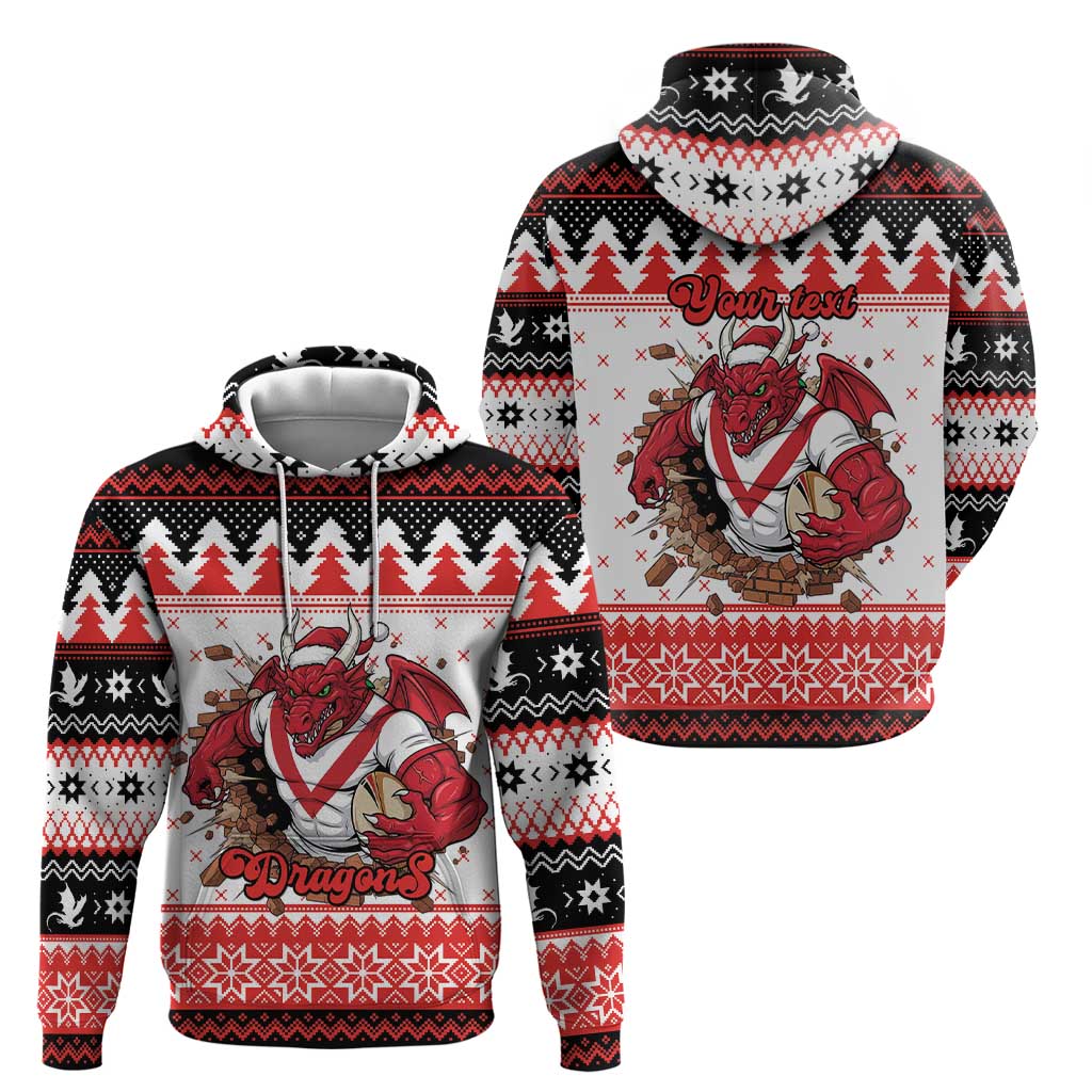 Illawarra Dragons Fire Personalised Hoodie Christmas Rugby League Spirit - Aussie Hoodie