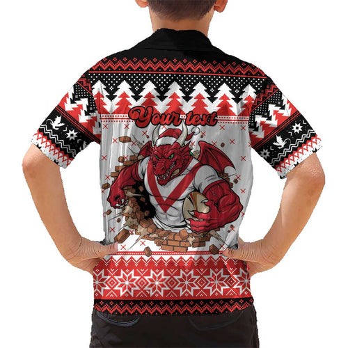 Illawarra Dragons Fire Personalised Kid Hawaiian Shirt Christmas Rugby League Spirit - Aussie Hoodie