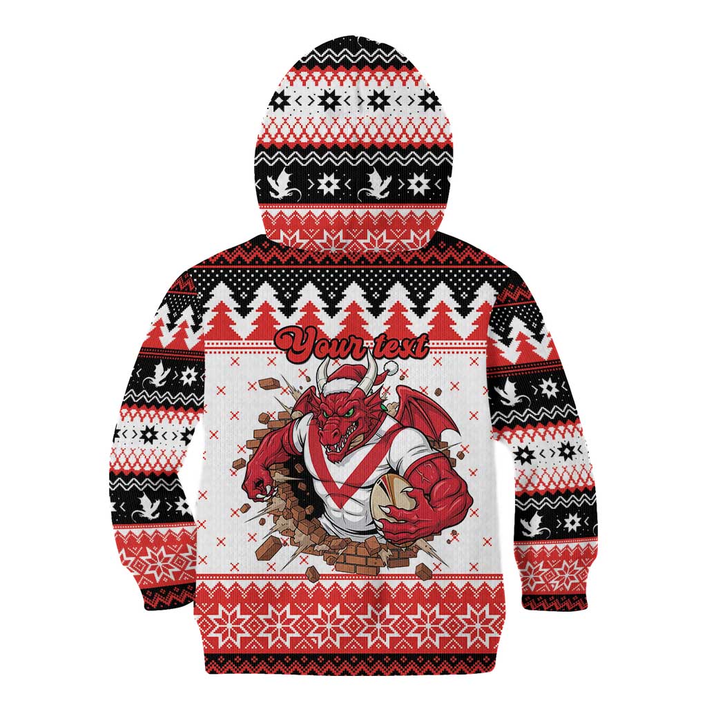 Illawarra Dragons Fire Personalised Kid Hoodie Christmas Rugby League Spirit - Aussie Hoodie