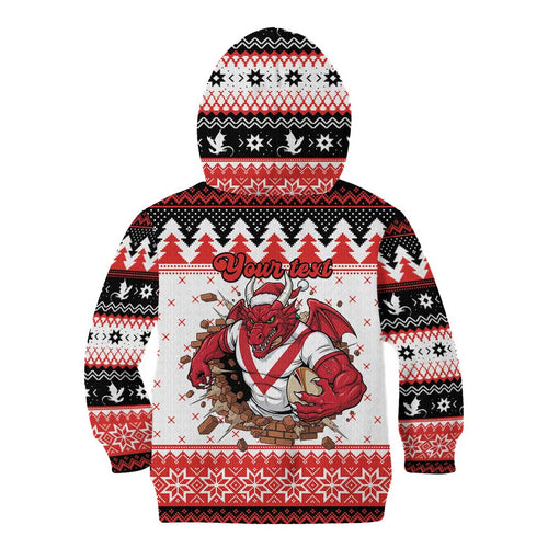 Illawarra Dragons Fire Personalised Kid Hoodie Christmas Rugby League Spirit - Aussie Hoodie