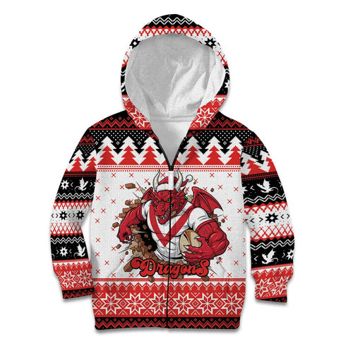 Illawarra Dragons Fire Personalised Kid Hoodie Christmas Rugby League Spirit - Aussie Hoodie