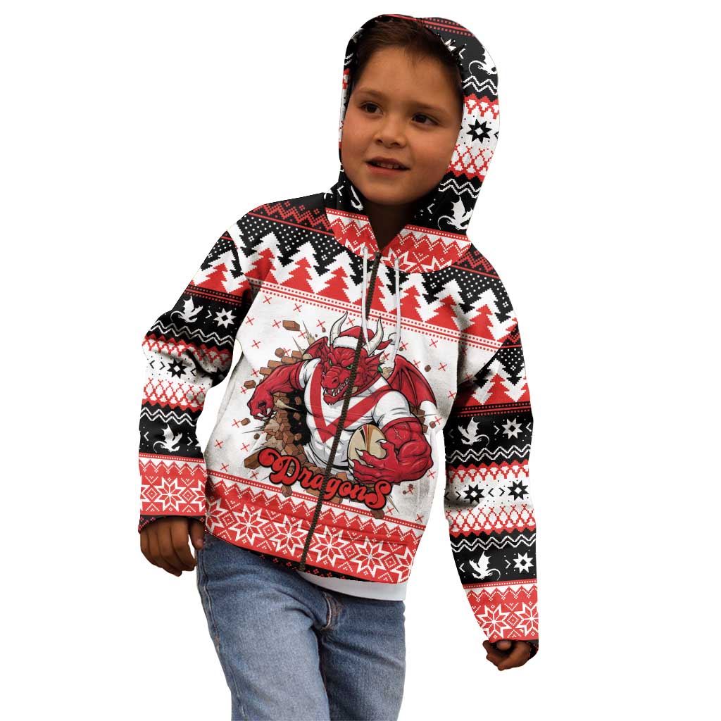 Illawarra Dragons Fire Personalised Kid Hoodie Christmas Rugby League Spirit - Aussie Hoodie