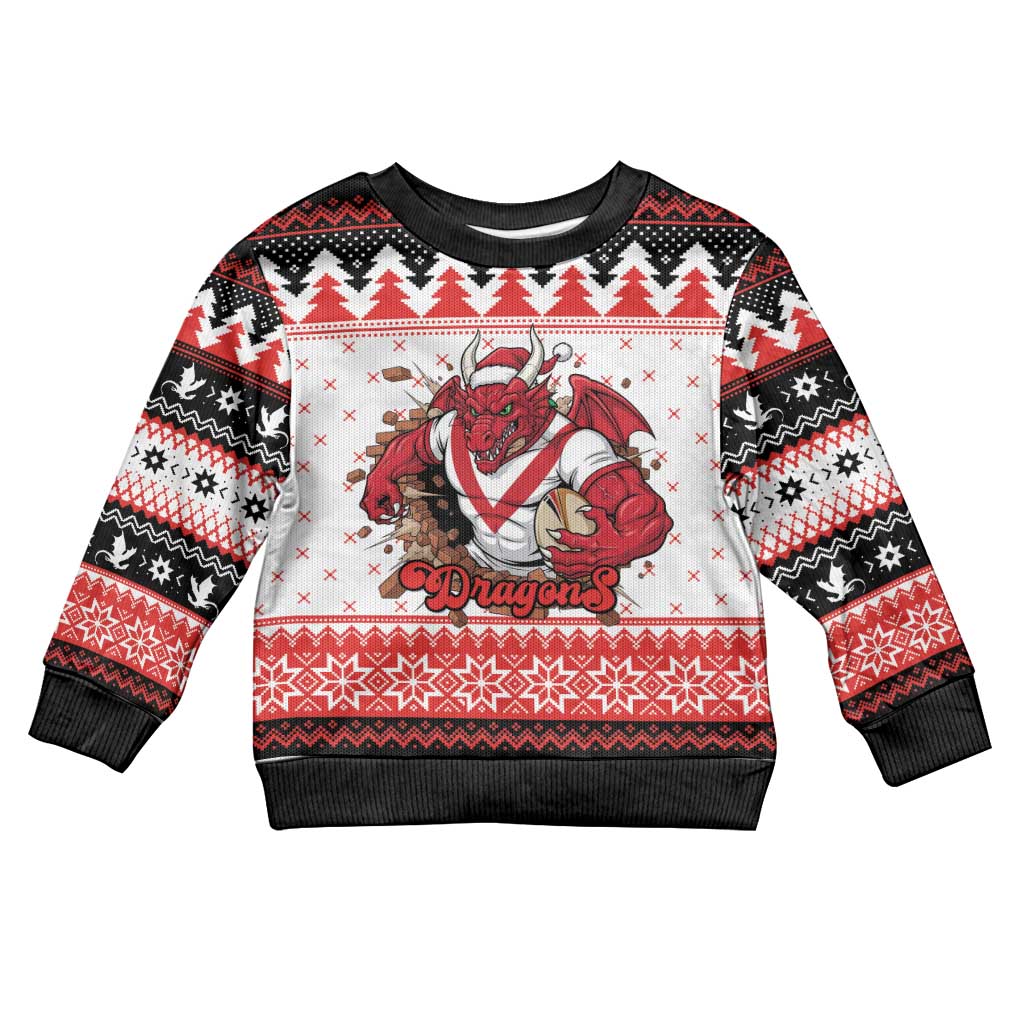 Illawarra Dragons Fire Personalised Kid Ugly Christmas Sweater Christmas Rugby League Spirit - Aussie Hoodie