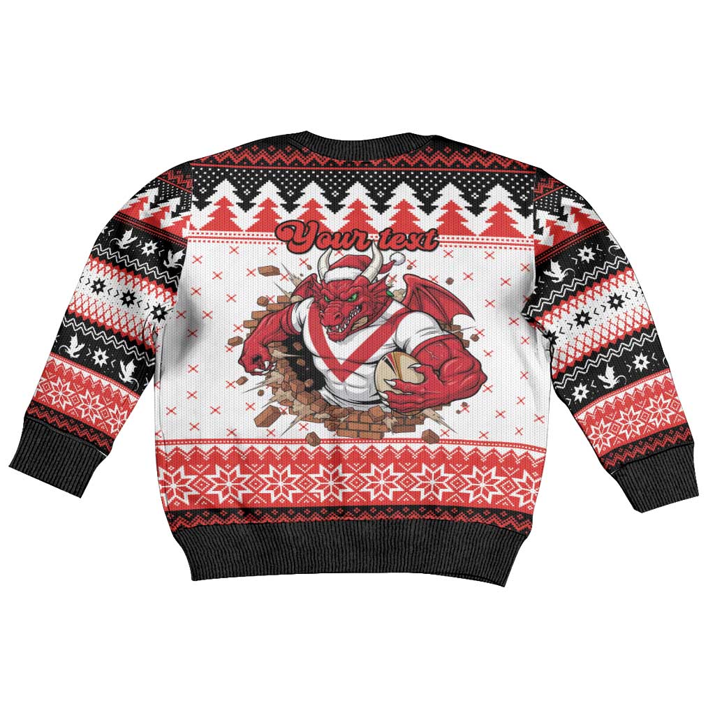 Illawarra Dragons Fire Personalised Kid Ugly Christmas Sweater Christmas Rugby League Spirit - Aussie Hoodie