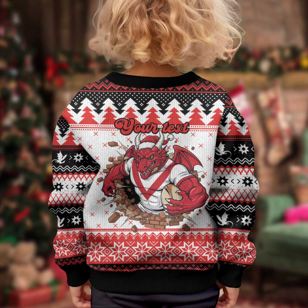 Illawarra Dragons Fire Personalised Kid Ugly Christmas Sweater Christmas Rugby League Spirit - Aussie Hoodie