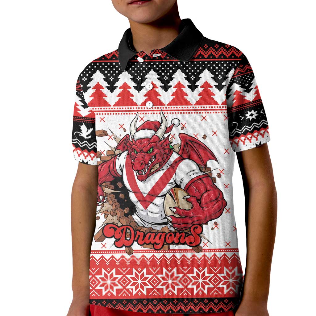 Illawarra Dragons Fire Personalised Kid Polo Shirt Christmas Rugby League Spirit - Aussie Hoodie