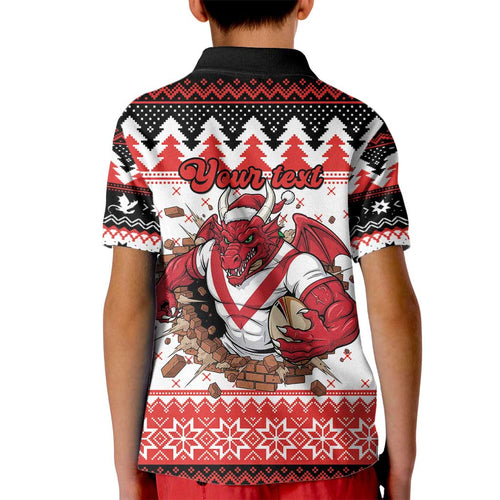 Illawarra Dragons Fire Personalised Kid Polo Shirt Christmas Rugby League Spirit - Aussie Hoodie