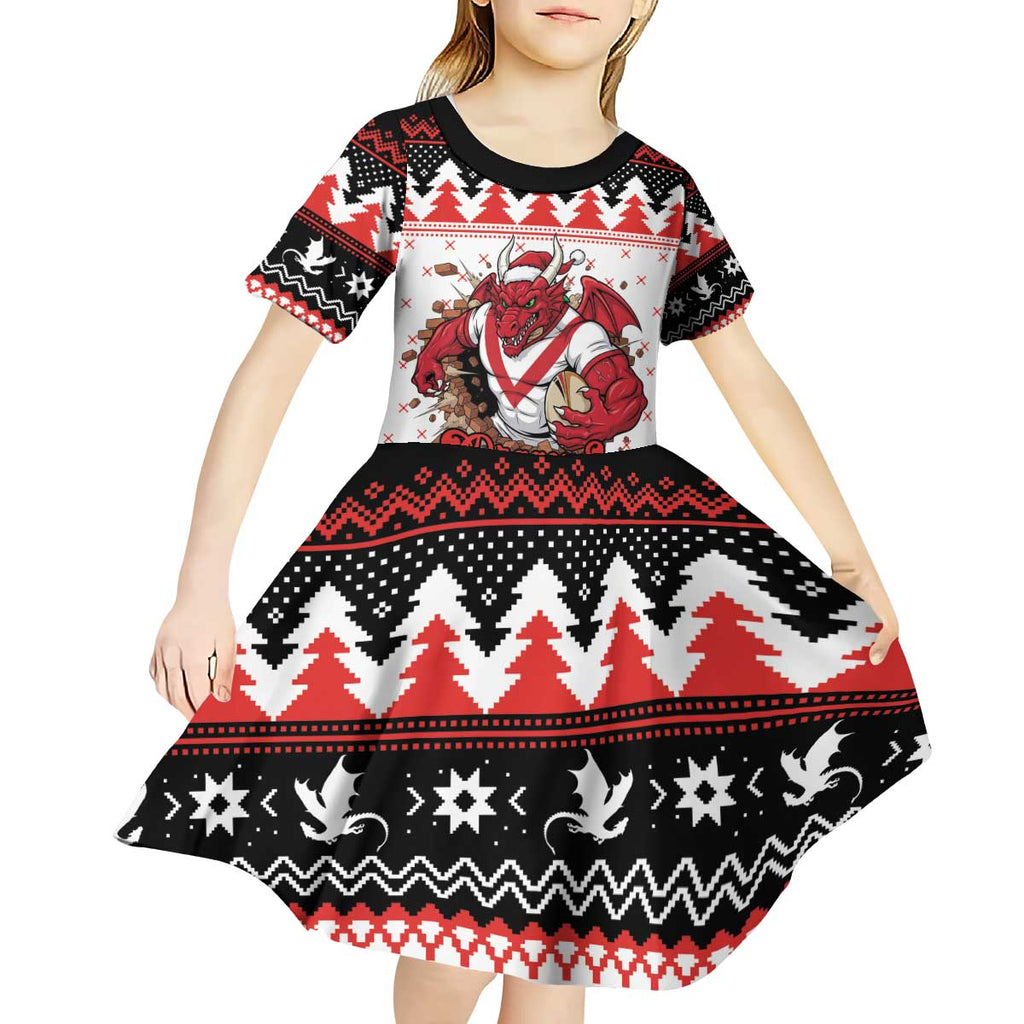 Illawarra Dragons Fire Personalised Kid Short Sleeve Dress Christmas Rugby League Spirit - Aussie Hoodie