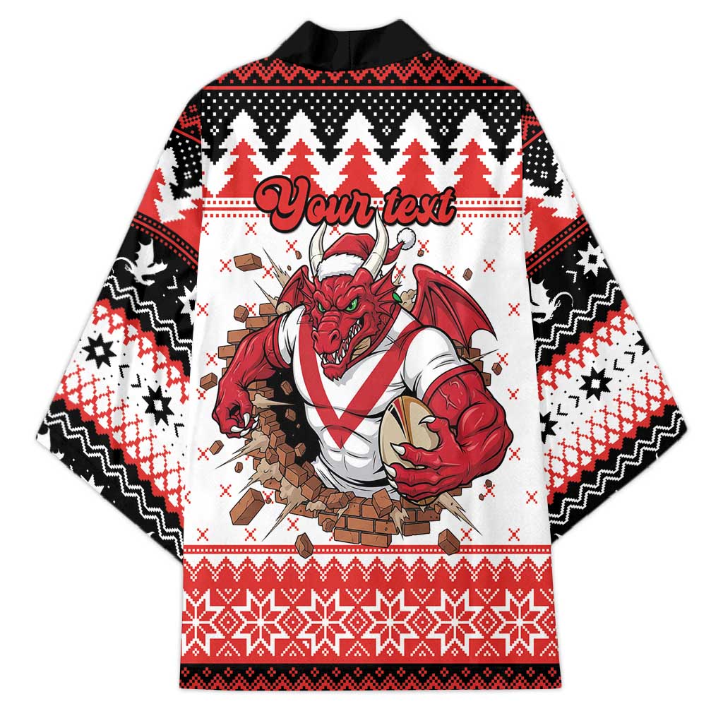 Illawarra Dragons Fire Personalised Kimono Christmas Rugby League Spirit - Aussie Hoodie