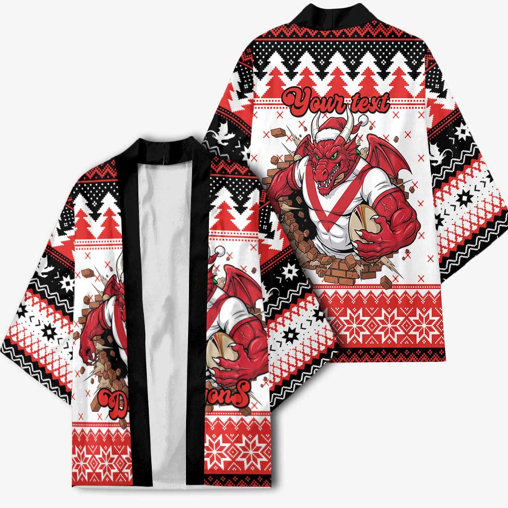 Illawarra Dragons Fire Personalised Kimono Christmas Rugby League Spirit - Aussie Hoodie