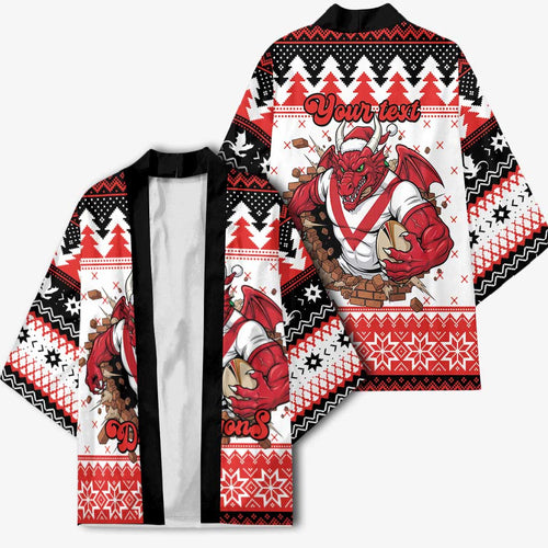 Illawarra Dragons Fire Personalised Kimono Christmas Rugby League Spirit - Aussie Hoodie