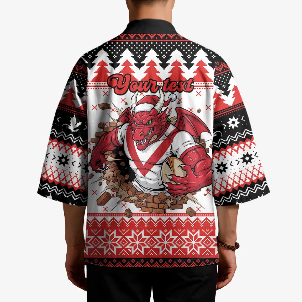 Illawarra Dragons Fire Personalised Kimono Christmas Rugby League Spirit - Aussie Hoodie