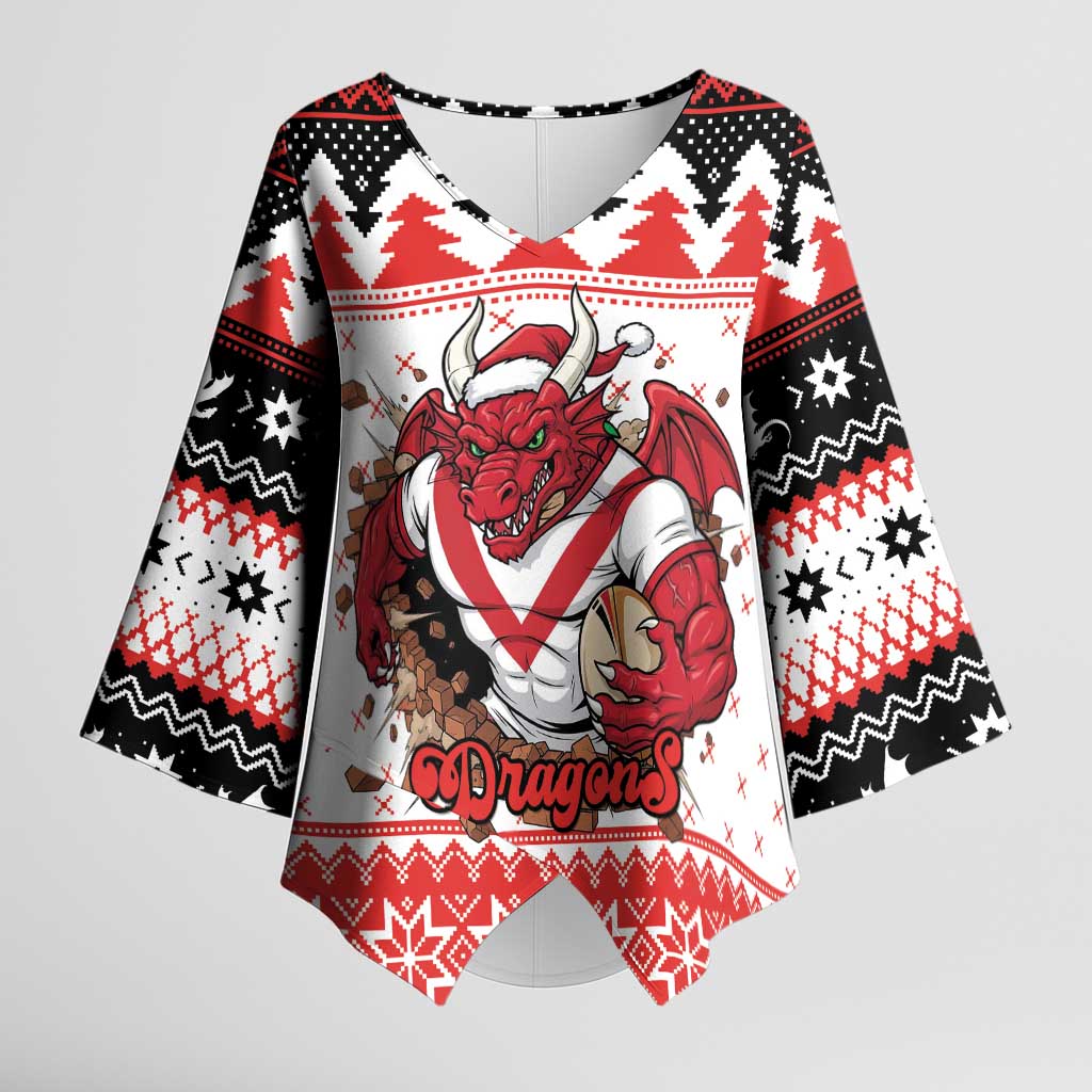 Illawarra Dragons Fire Personalised Kimono Sleeve Blouse Christmas Rugby League Spirit - Aussie Hoodie