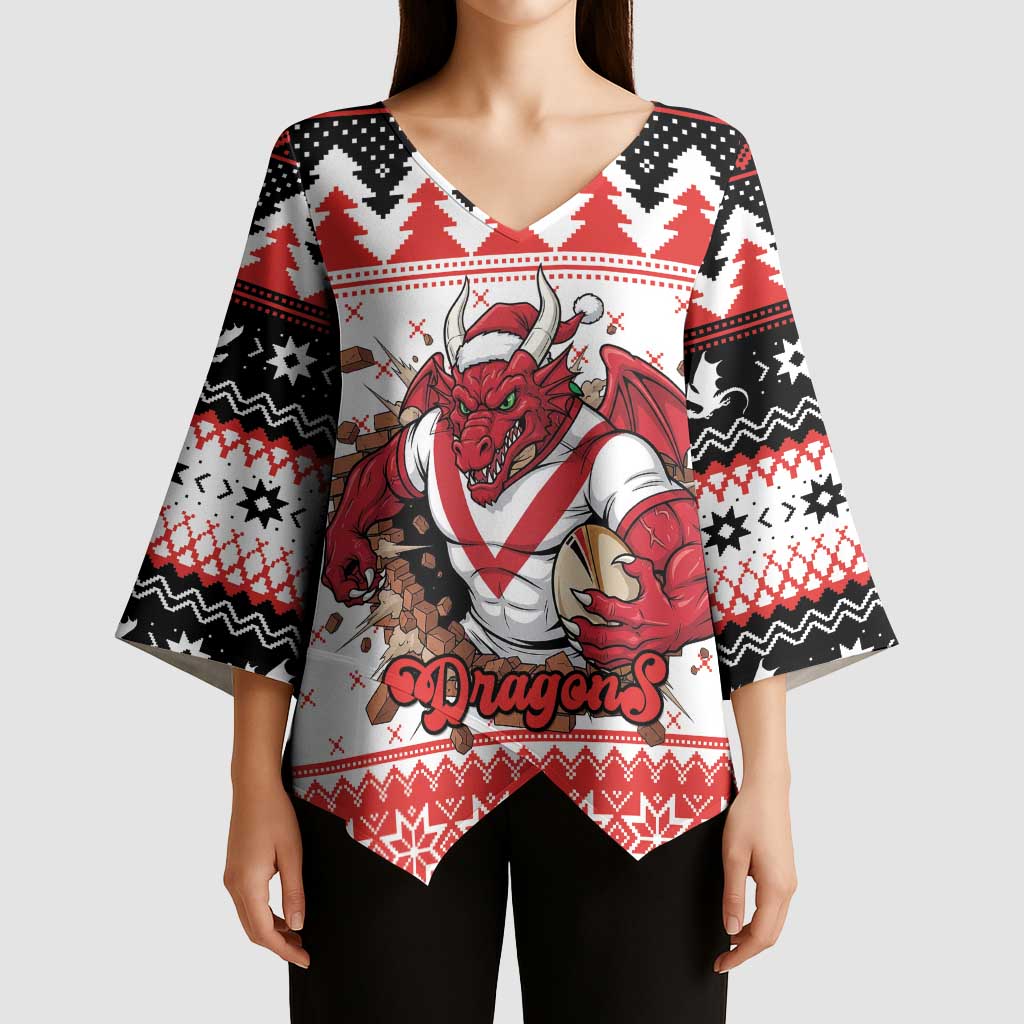 Illawarra Dragons Fire Personalised Kimono Sleeve Blouse Christmas Rugby League Spirit - Aussie Hoodie