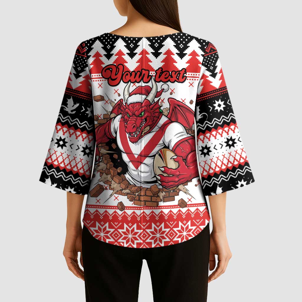 Illawarra Dragons Fire Personalised Kimono Sleeve Blouse Christmas Rugby League Spirit - Aussie Hoodie