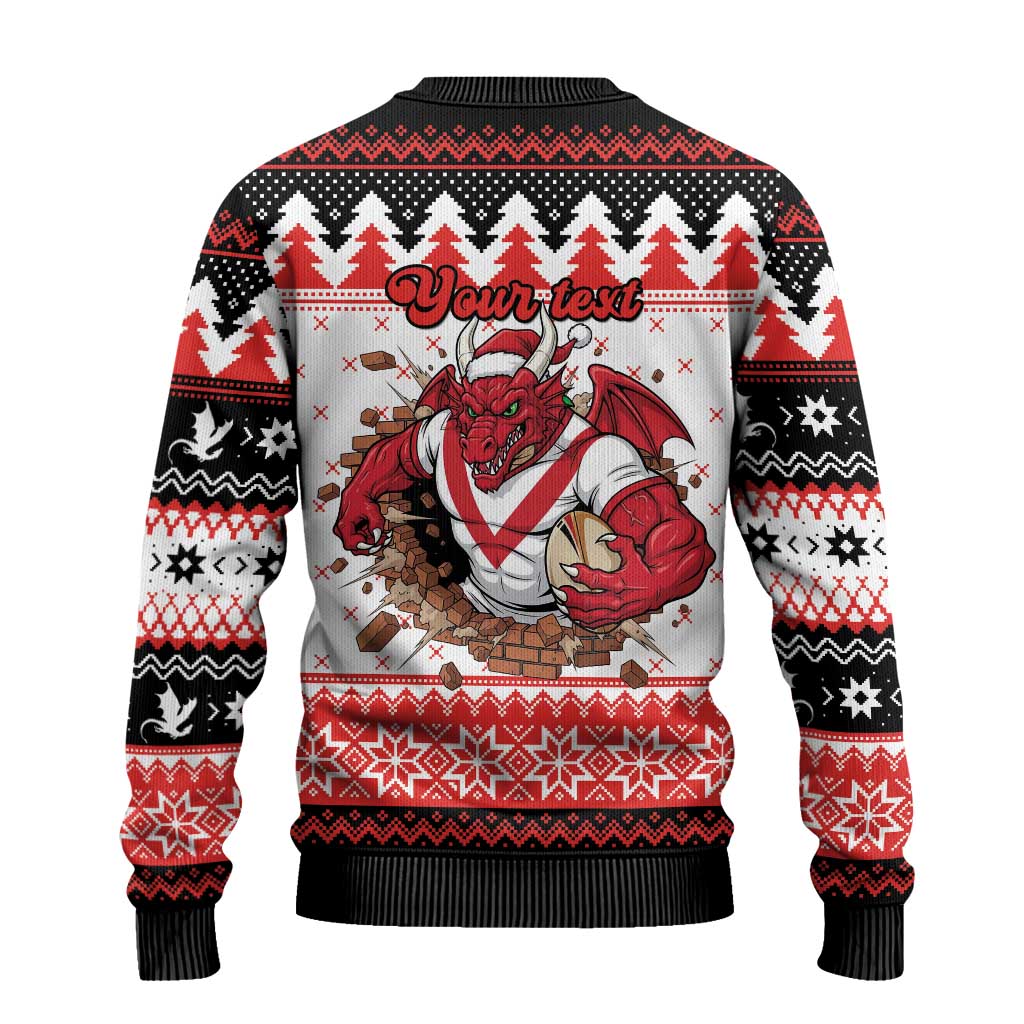 Illawarra Dragons Fire Personalised Ugly Christmas Sweater Christmas Rugby League Spirit - Aussie Hoodie