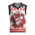 Illawarra Dragons Fire Personalised Christmas Knitted V-Neck Vest Christmas Rugby League Spirit - Aussie Hoodie