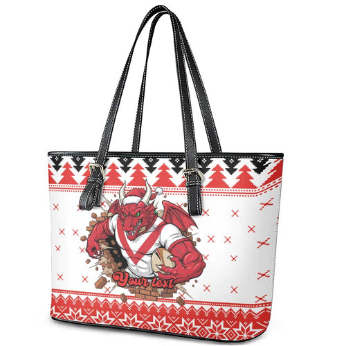 Illawarra Dragons Fire Personalised Leather Tote Bag Christmas Rugby League Spirit - Aussie Hoodie
