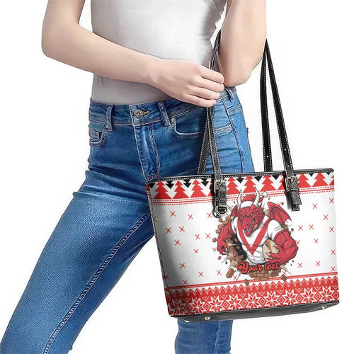 Illawarra Dragons Fire Personalised Leather Tote Bag Christmas Rugby League Spirit - Aussie Hoodie