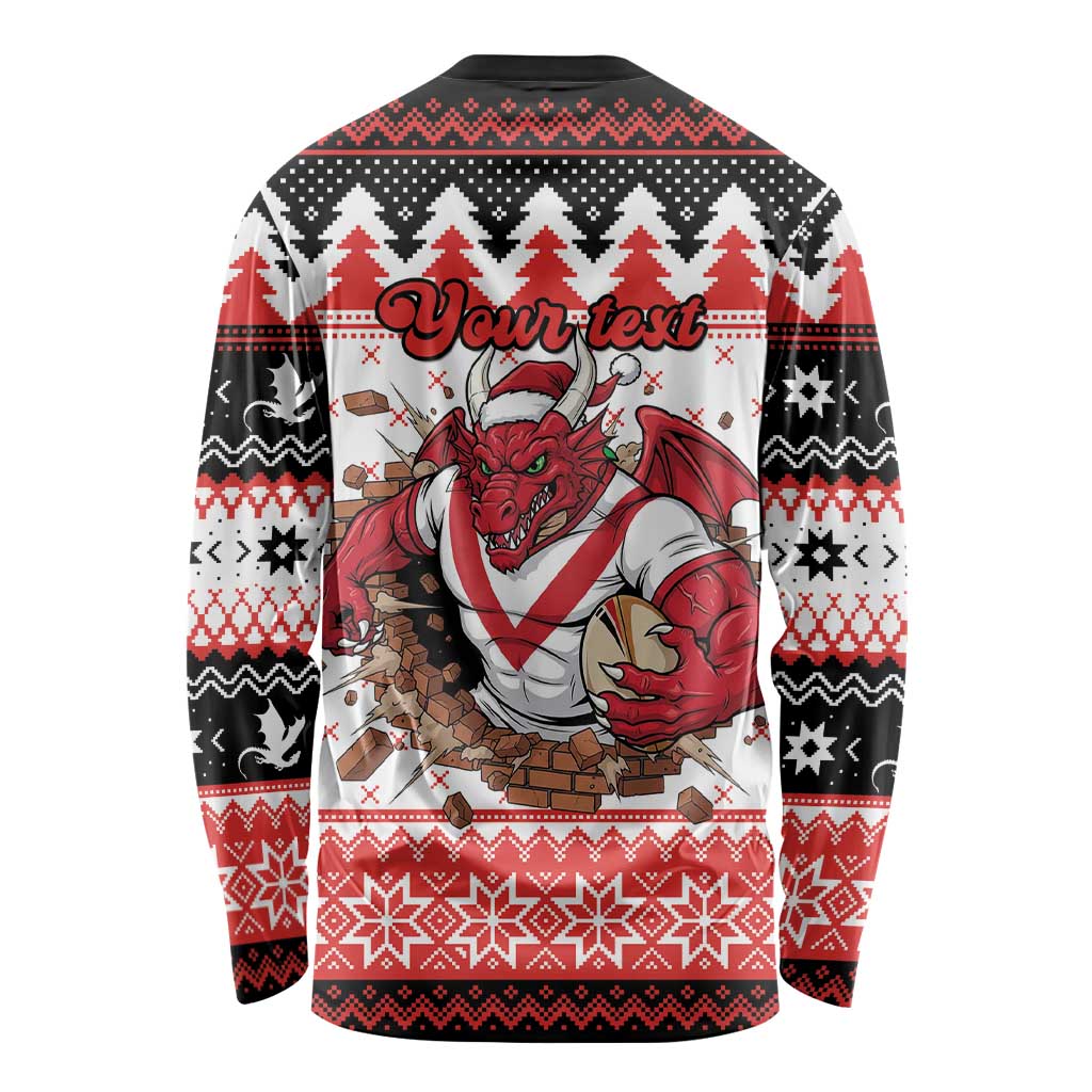 Illawarra Dragons Fire Personalised Long Sleeve Shirt Christmas Rugby League Spirit - Aussie Hoodie