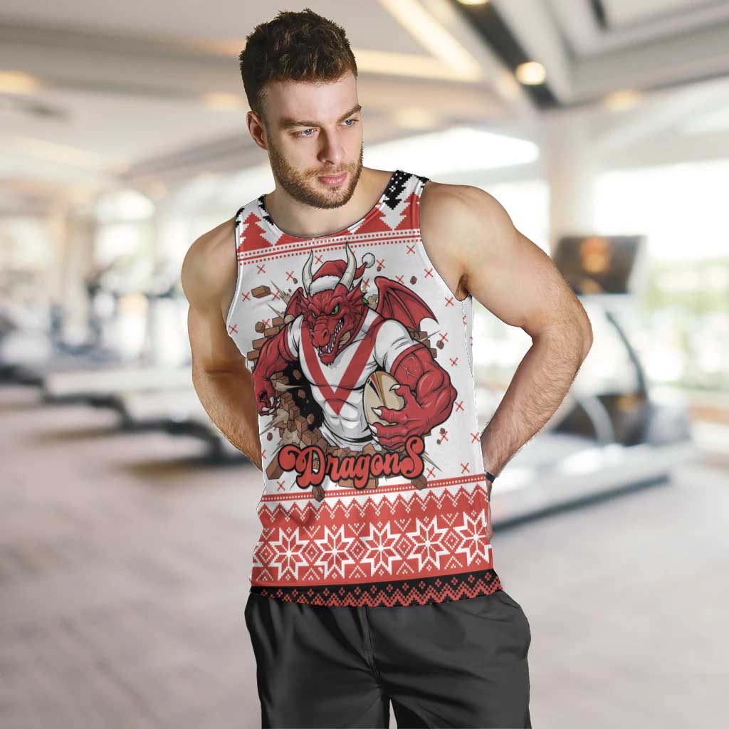 Illawarra Dragons Fire Personalised Men Tank Top Christmas Rugby League Spirit - Aussie Hoodie