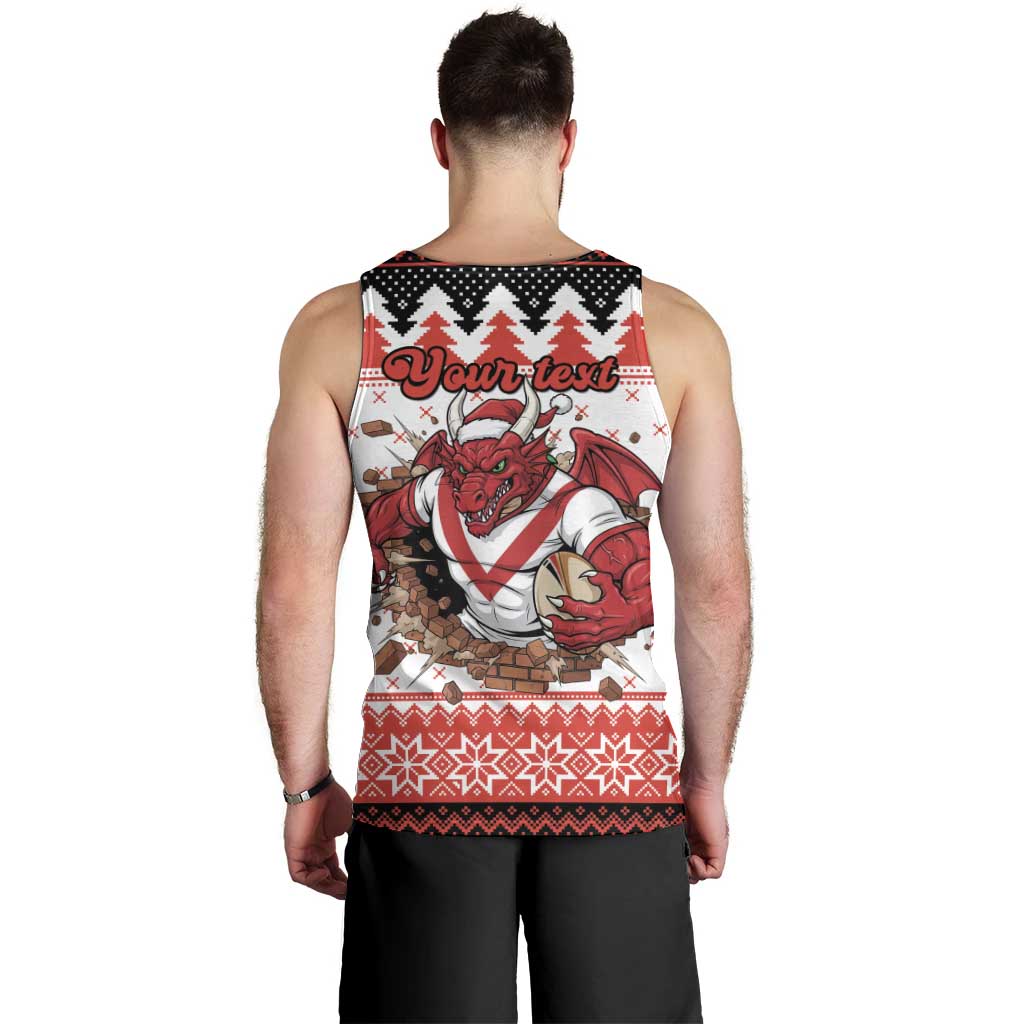 Illawarra Dragons Fire Personalised Men Tank Top Christmas Rugby League Spirit - Aussie Hoodie