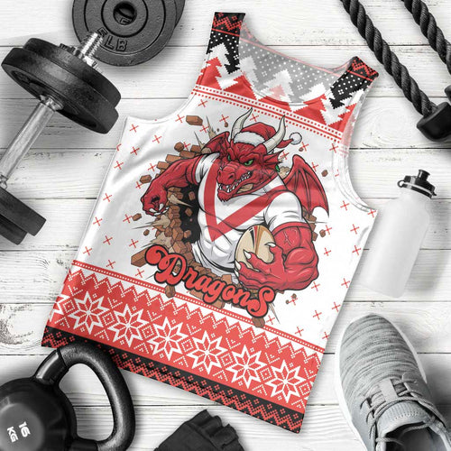 Illawarra Dragons Fire Personalised Men Tank Top Christmas Rugby League Spirit - Aussie Hoodie