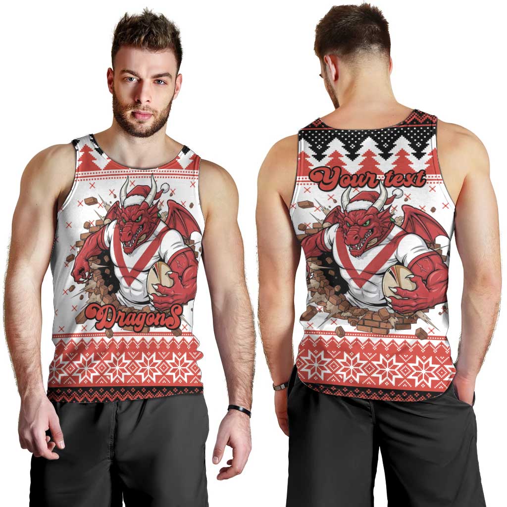 Illawarra Dragons Fire Personalised Men Tank Top Christmas Rugby League Spirit - Aussie Hoodie