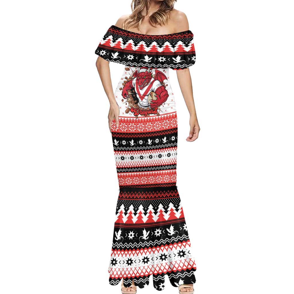 Illawarra Dragons Fire Personalised Mermaid Dress Christmas Rugby League Spirit - Aussie Hoodie