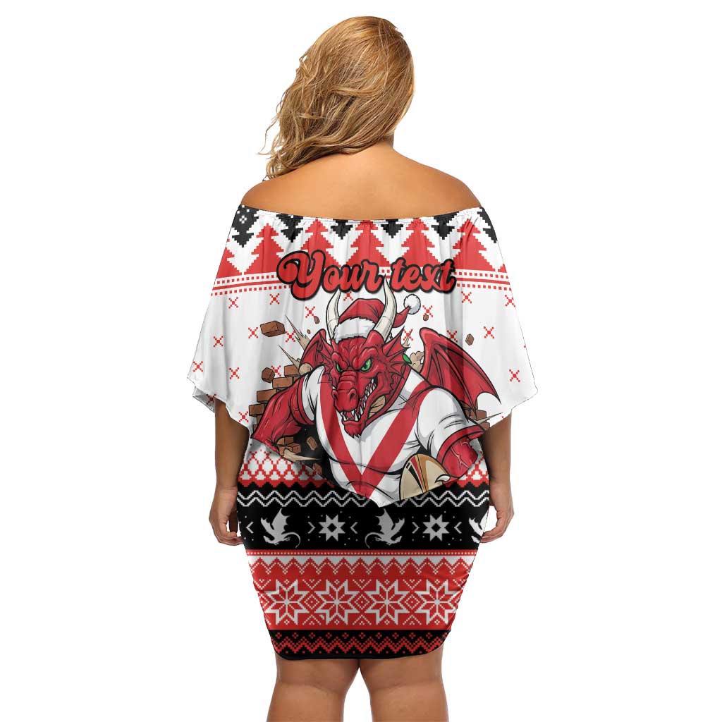Illawarra Dragons Fire Personalised Off Shoulder Short Dress Christmas Rugby League Spirit - Aussie Hoodie