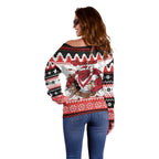 Illawarra Dragons Fire Personalised Off Shoulder Sweater Christmas Rugby League Spirit - Aussie Hoodie