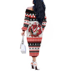 Illawarra Dragons Fire Personalised Off The Shoulder Long Sleeve Dress Christmas Rugby League Spirit - Aussie Hoodie