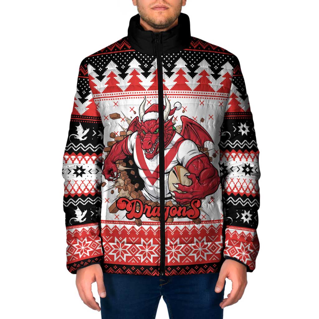 Illawarra Dragons Fire Personalised Padded Jacket Christmas Rugby League Spirit - Aussie Hoodie