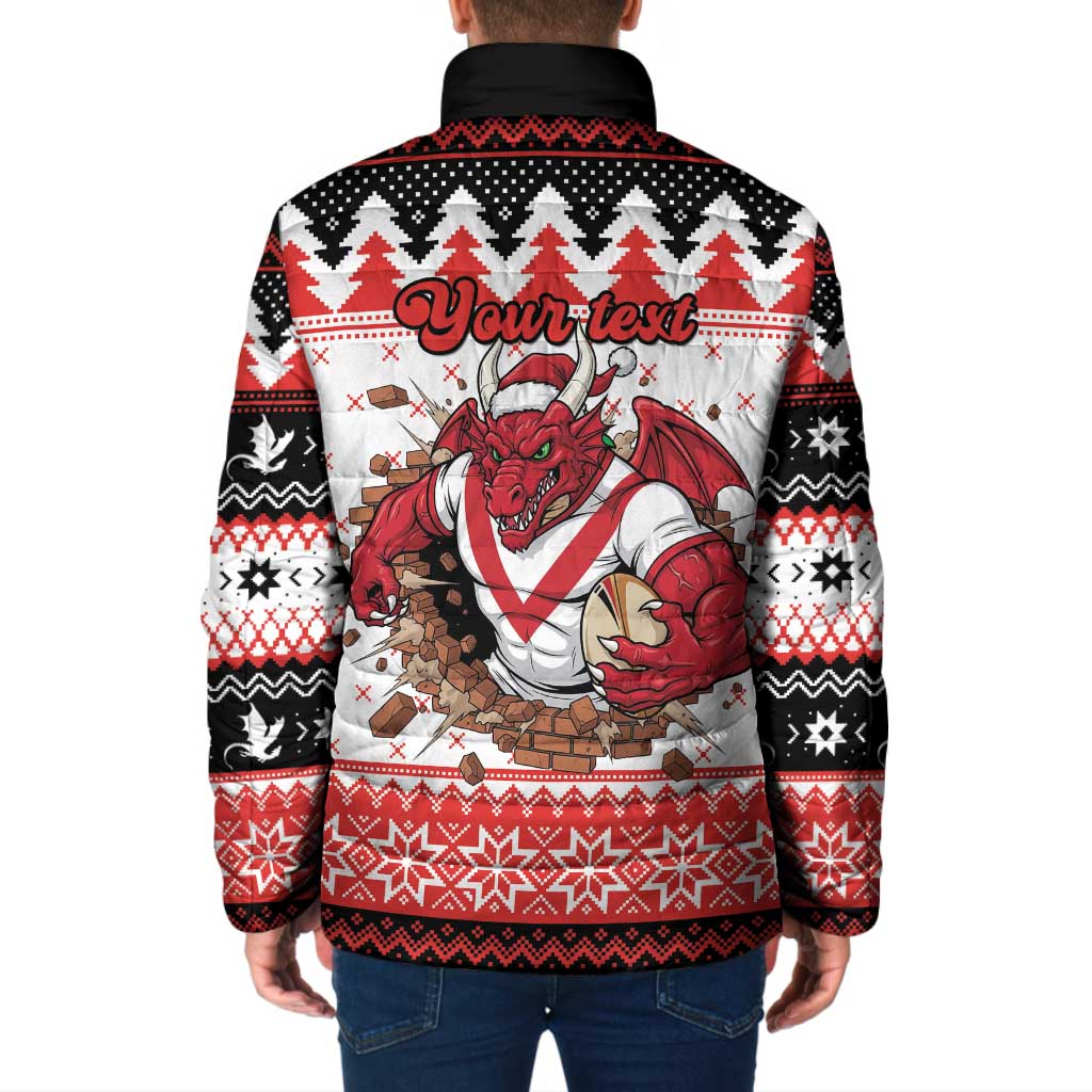 Illawarra Dragons Fire Personalised Padded Jacket Christmas Rugby League Spirit - Aussie Hoodie