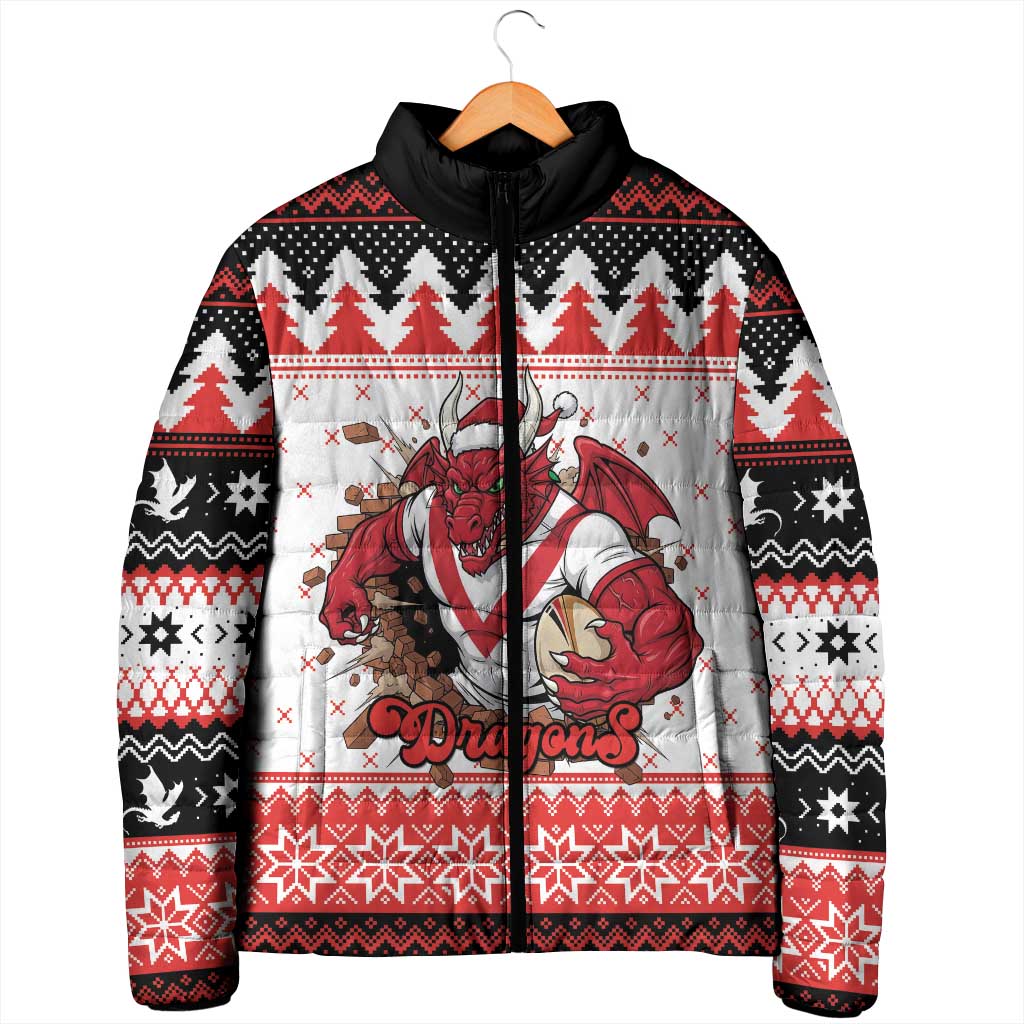 Illawarra Dragons Fire Personalised Padded Jacket Christmas Rugby League Spirit - Aussie Hoodie