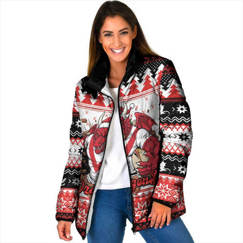 Illawarra Dragons Fire Personalised Padded Jacket Christmas Rugby League Spirit - Aussie Hoodie