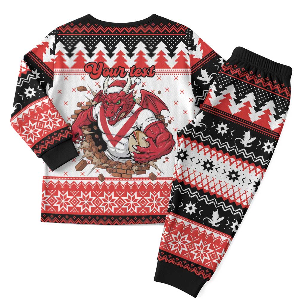 Illawarra Dragons Fire Personalised Christmas Pajama Set Christmas Rugby League Spirit - Aussie Hoodie