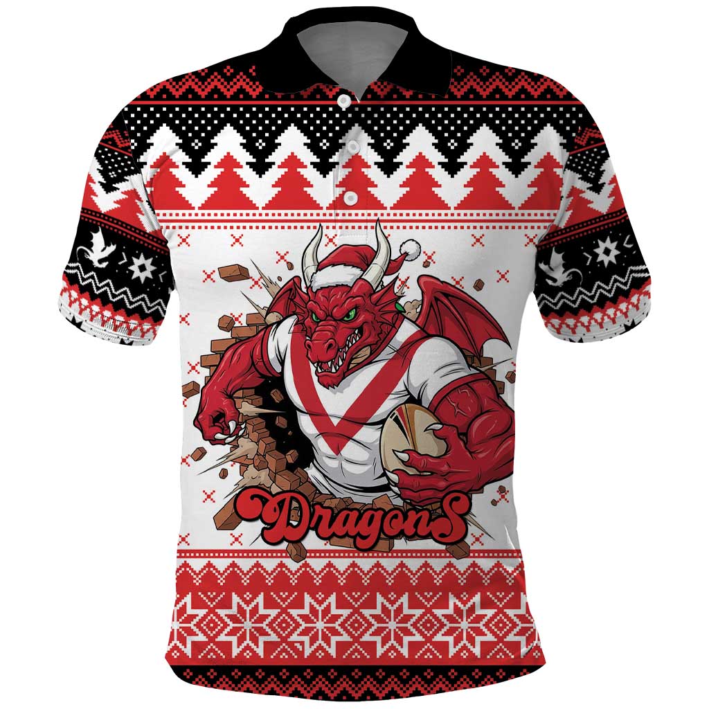 Illawarra Dragons Fire Personalised Polo Shirt Christmas Rugby League Spirit - Aussie Hoodie